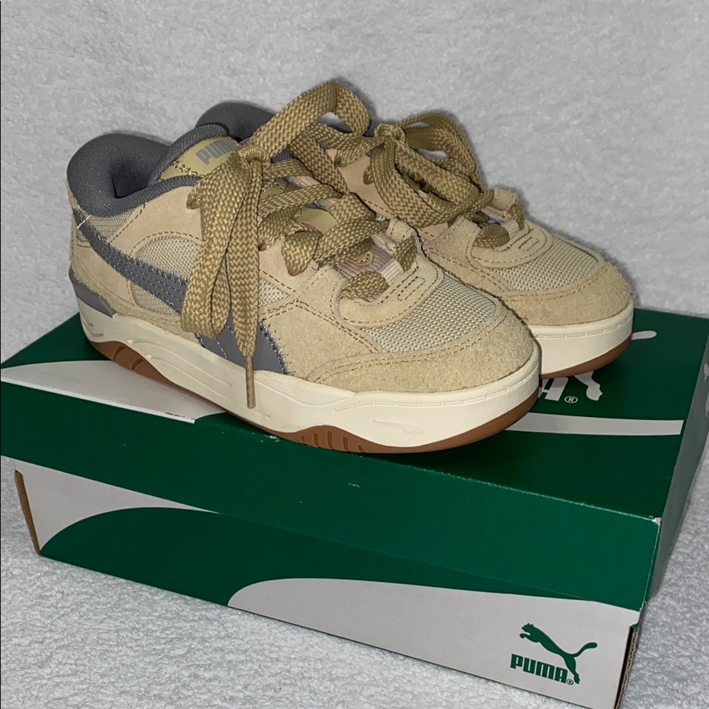 New PUMA Kids Boys 180 Texture Lace Up Sneakers granola dune 397382-03